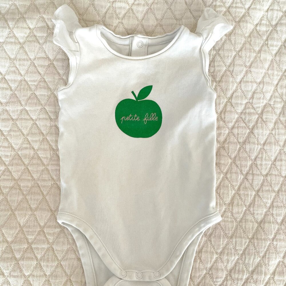 Jacadi Paris Petite Fille Ruffle Sleeve Bodysuit, Size 3M